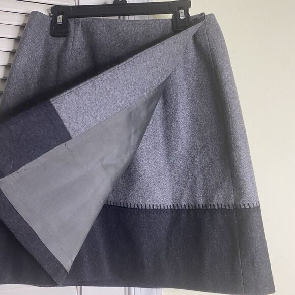 Vintage Ann Taylor Wool Wrap Mini Skirt Gray Black SZ 6P Fits Like modern SZ XS - Picture 3 of 6